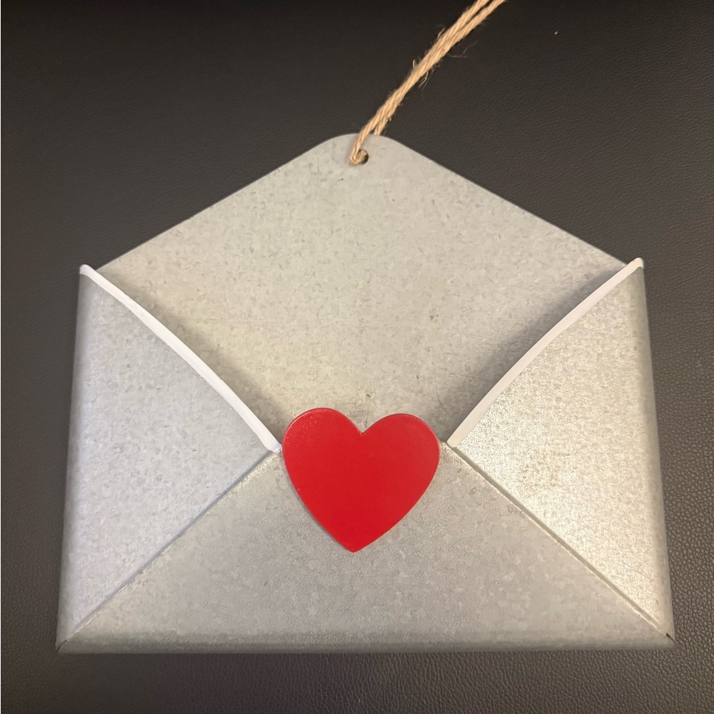 Silver Envelope Wall Decor with Red Heart
